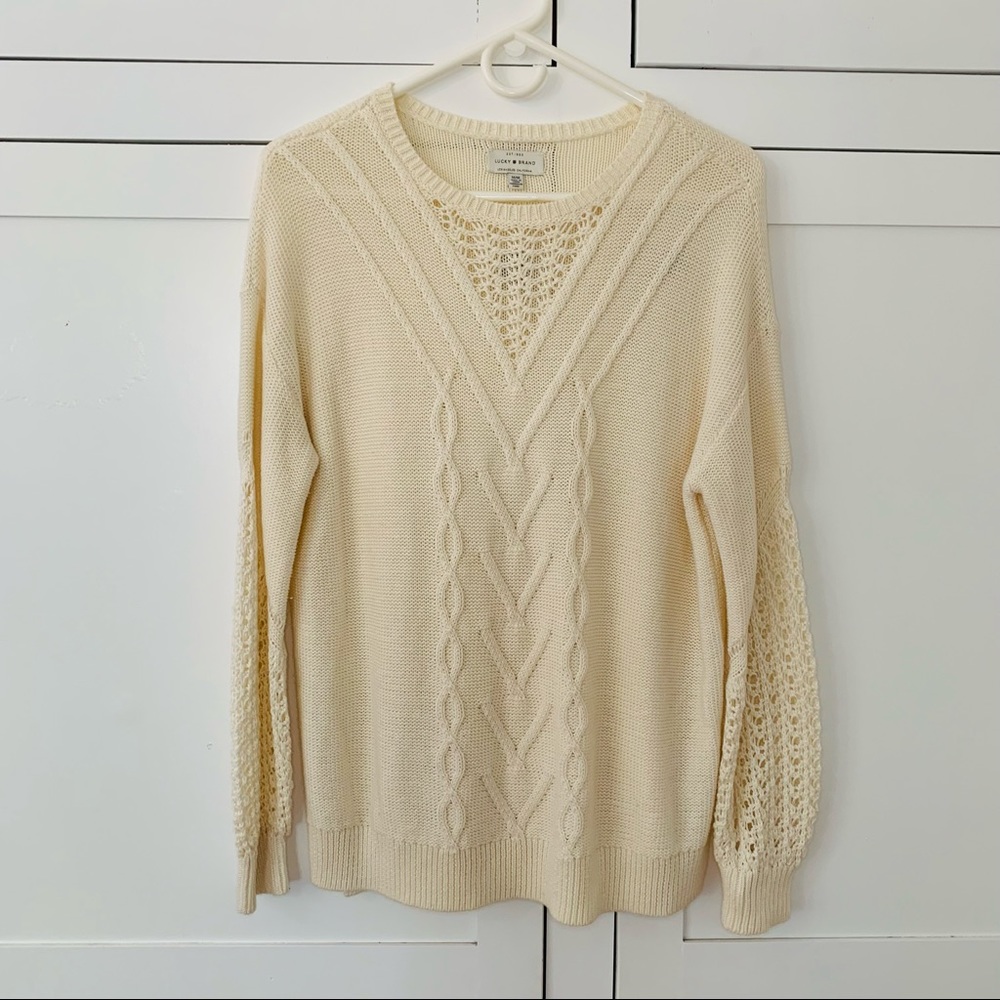 Lucky Brand Cream Knit Sweatshirt Size Medium